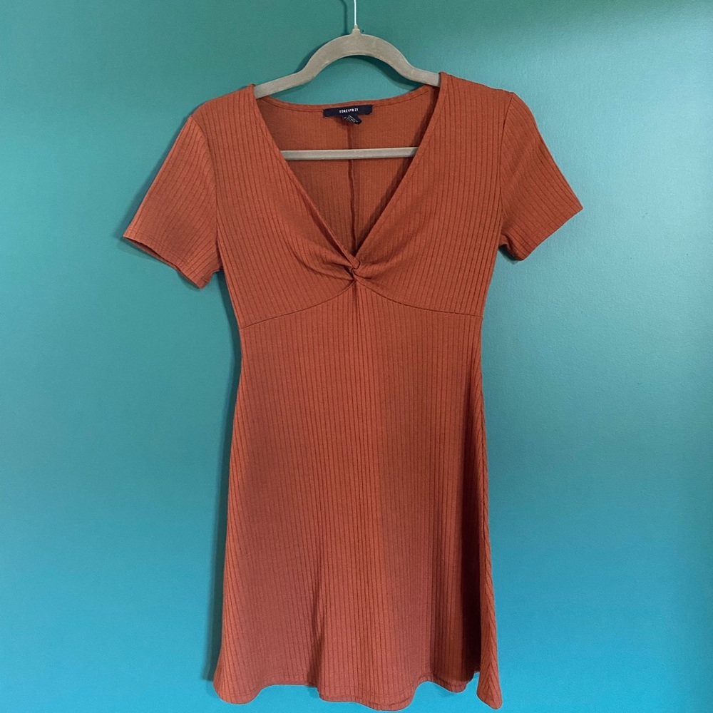 Forever 21 Terracotta Rust Ribbed Mini Dress